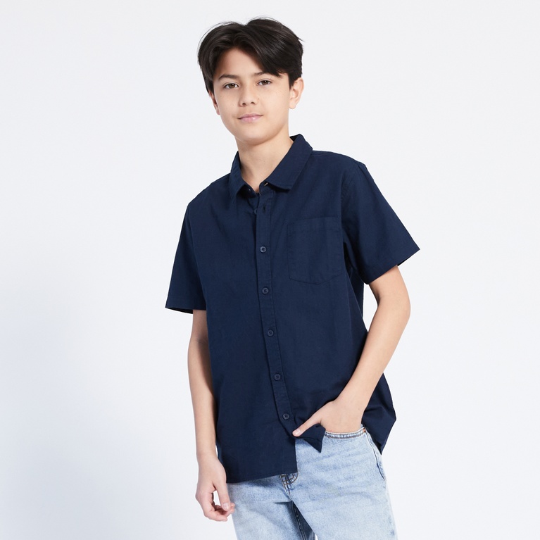 Short sleeve linen blend shirt "Tim star" Navy 5